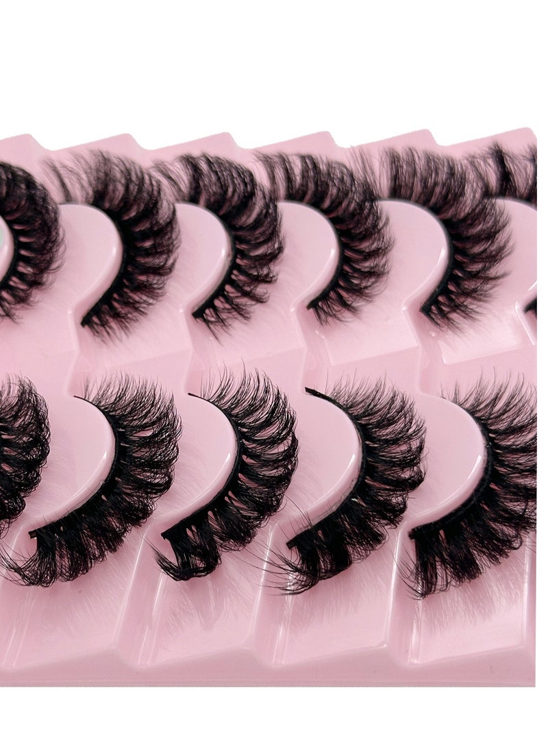 Generic (7 Pairs) Natural False Eyelashes ， Fluffy Messy Faux False Eyelashes, 3D CurlyFalse Lashes,Reusable False Eyelashes ，for Make up  - Image 5