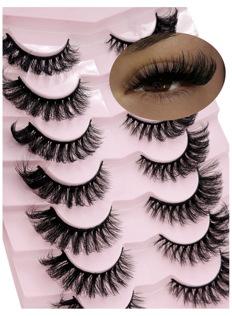 Generic (7 Pairs) Natural False Eyelashes ， Fluffy Messy Faux False Eyelashes, 3D CurlyFalse Lashes,Reusable False Eyelashes ，for Make up  - Image 1