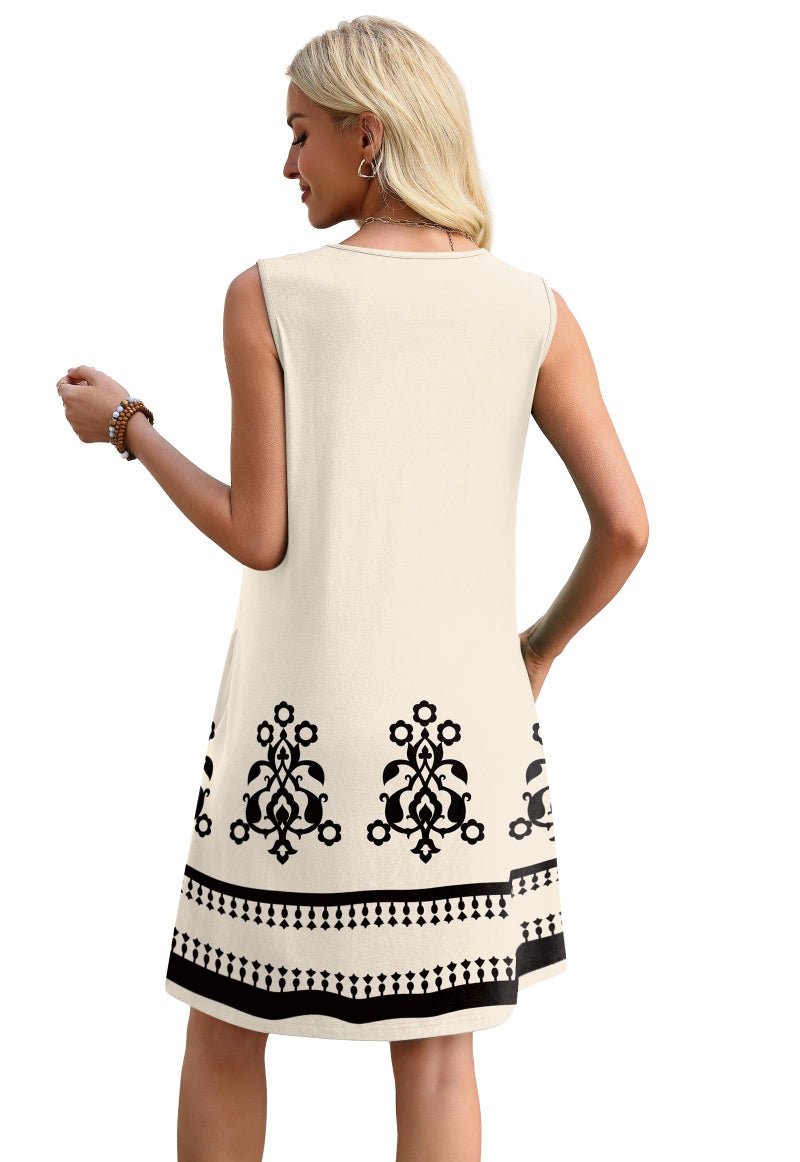 Sipaya Spring Dresses for Women 2026 Casual Summer Dress Fashion Vestidos para Mujer Flowy Elegant Classy Sundresses Beach Vacation Outfits Begie Floral Dress XL - Image 5