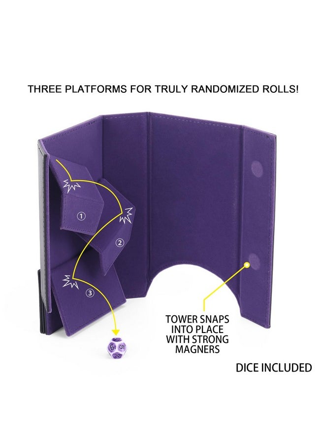 Magic Vosom - Dnd Dice Tower And Tray Set With Non-Scratch Felt Lined Rolling And Velvet Surface - Folding Auto Dice Roller Dice Rolling Tower For Rpg Board And Table Games - Image 1