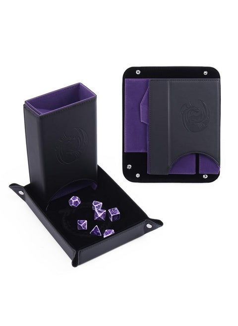 Dnd Dice Tower And Tray Set With Non-Scratch Felt Lined Rolling And Velvet Surface - Folding Auto Dice Roller Dice Rolling Tower For Rpg Board And Table Games