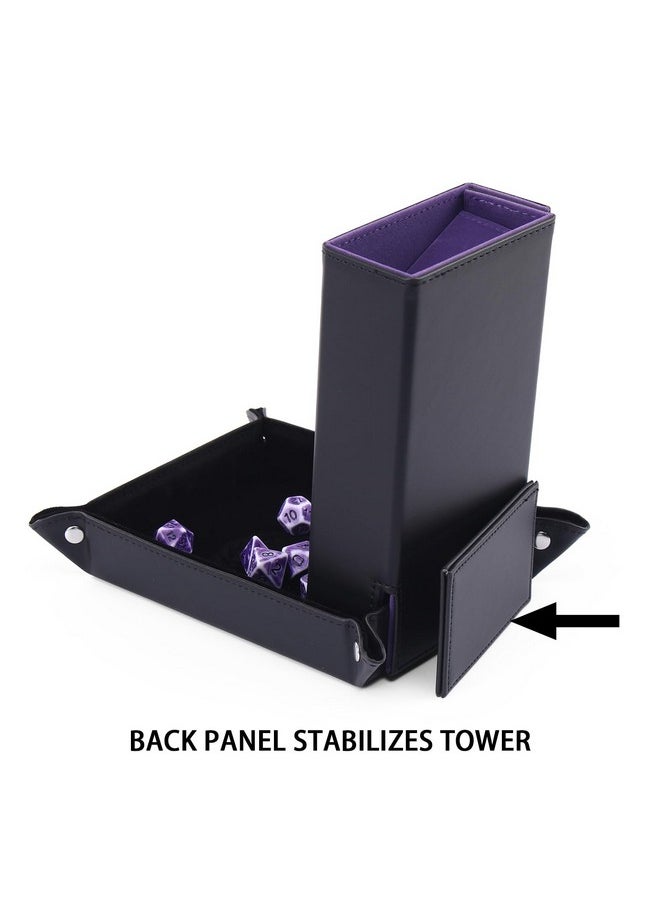Magic Vosom - Dnd Dice Tower And Tray Set With Non-Scratch Felt Lined Rolling And Velvet Surface - Folding Auto Dice Roller Dice Rolling Tower For Rpg Board And Table Games - Image 1