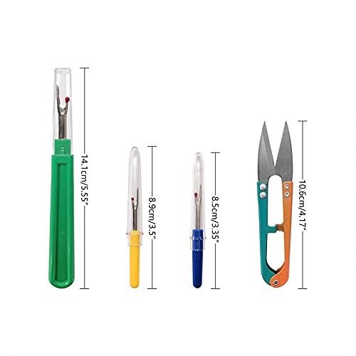 GDMINLO 5 Pieces Colorful Seam Ripper Assortment Thread Remover Kit 2 Big and 2 Small Handy Stitch Sewing Tools with 1 Scissors for Removing Unwanted Hems and Seams - Image 2