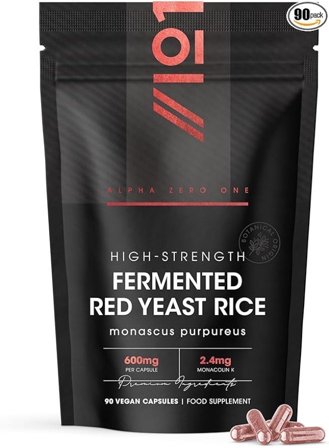 ALPHA01 Red Rice Yeast 600mg, Supports Heart Health and Cholesterol Regulation, 90 CAPSULES - Image 1
