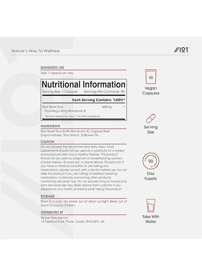 ALPHA01 Red Rice Yeast 600mg, Supports Heart Health and Cholesterol Regulation, 90 CAPSULES - Image 2