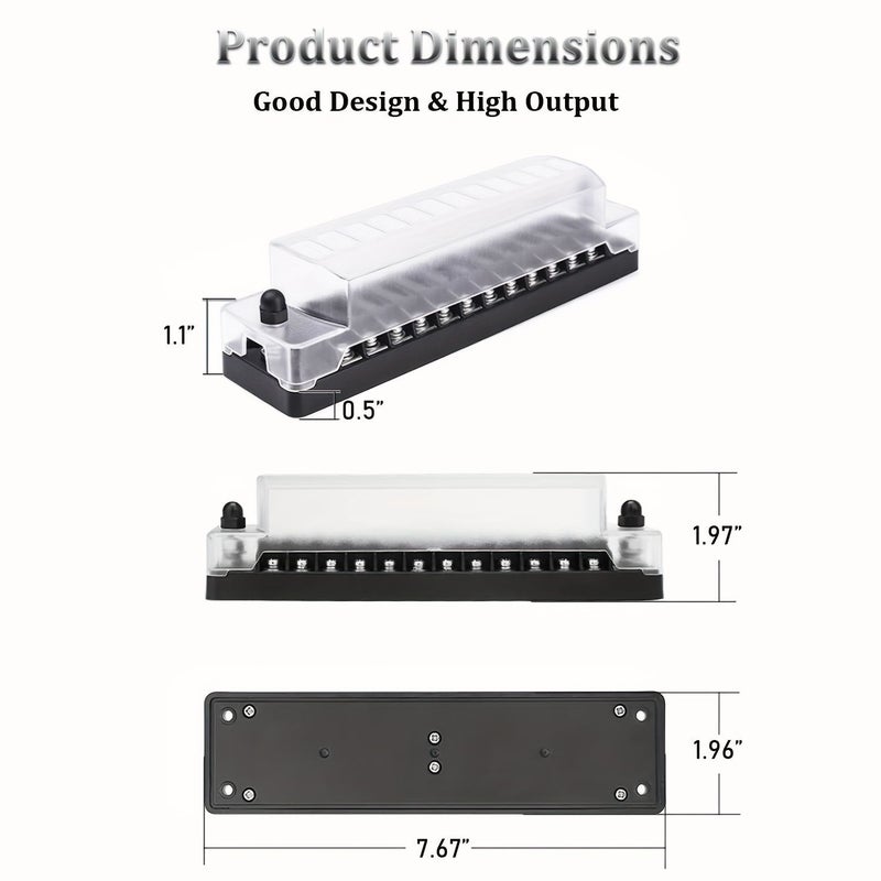 Marine Automotive 12 Way Blade Fuse Block With Negative Bus For Boat RV - Image 5