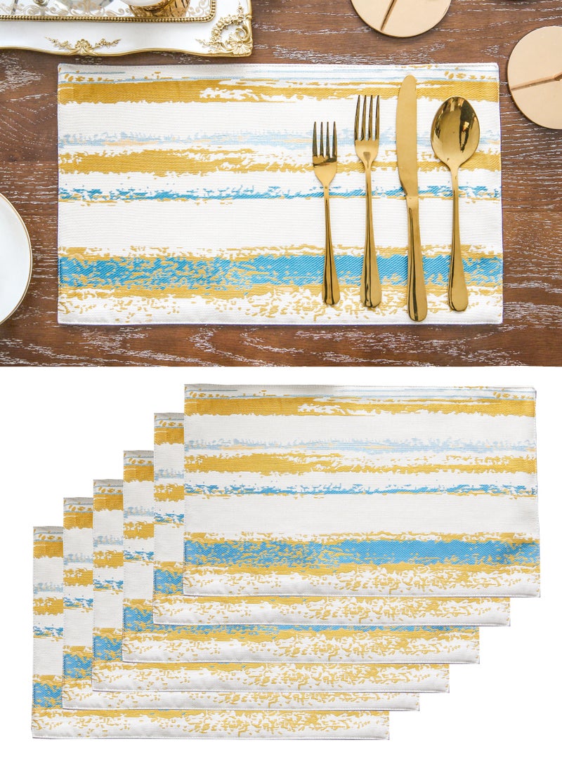 مفارش طعام مفارش طاوله طعام مفارش سفرة طعام مفرش صحون قماش بلايسماتس مجموعة من 6,قابلة للغسيل,مقاومة للحرارة في الأماكن الداخلية ديكورات النمط الحديث بلايس ماتس,طاولة ماتس لحماية طاولة المطعم,قماش جاكارد بلايسماتس طاولة الطعام - Image 1