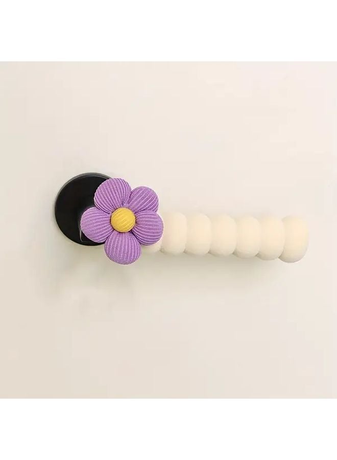 Purple Handmade Flower Door Stopper Durable Polyester Fabric Anti Collision Quiet Non Deforming - Image 1