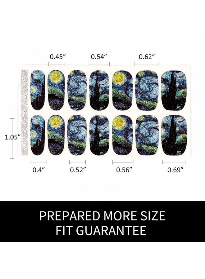 Bluezoo Full Nail Art Sticker Van Gogh's Starry Night Fullnail Stickers,14 Decals/sheet,Shimmery Glittery Nail sticker (Pack of 2 PCS) - Image 4