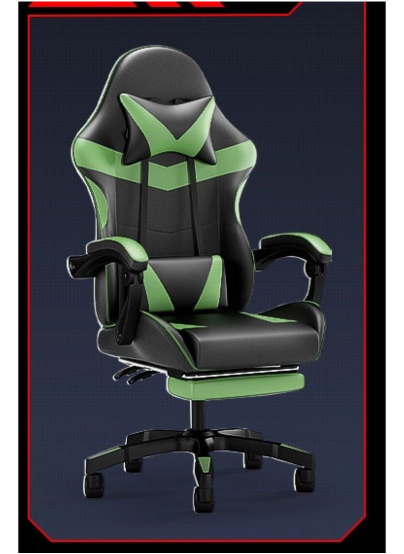 Huitich - Ergonomic Gaming Chair Heavy Duty Office Throne with Headrest Armrest and Footrest Green - Image 1