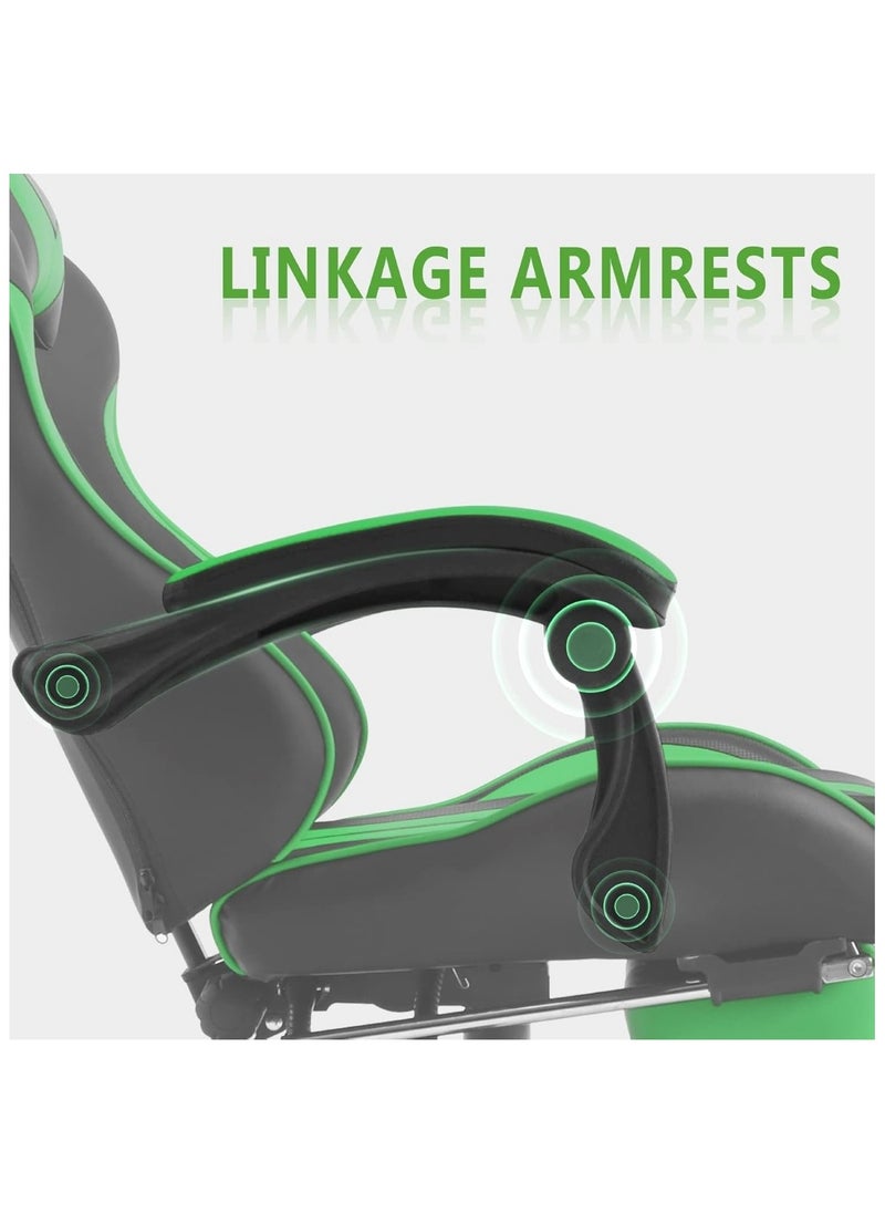 Huitich - Ergonomic Gaming Chair Heavy Duty Office Throne with Headrest Armrest and Footrest Green - Image 1