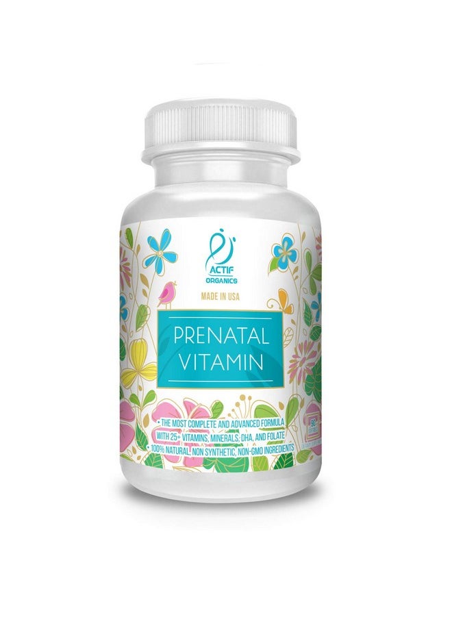 Actif - Organic Prenatal Vitamin With 25+ Organic Vitamins 100% Natural Dha Epa Omega 3 And Organic Herbal Blend Nongmo 90 Count - Image 1