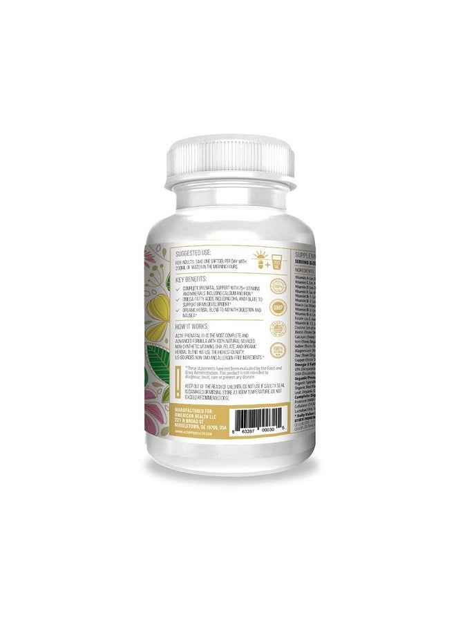 Actif - Organic Prenatal Vitamin With 25+ Organic Vitamins 100% Natural Dha Epa Omega 3 And Organic Herbal Blend Nongmo 90 Count - Image 1