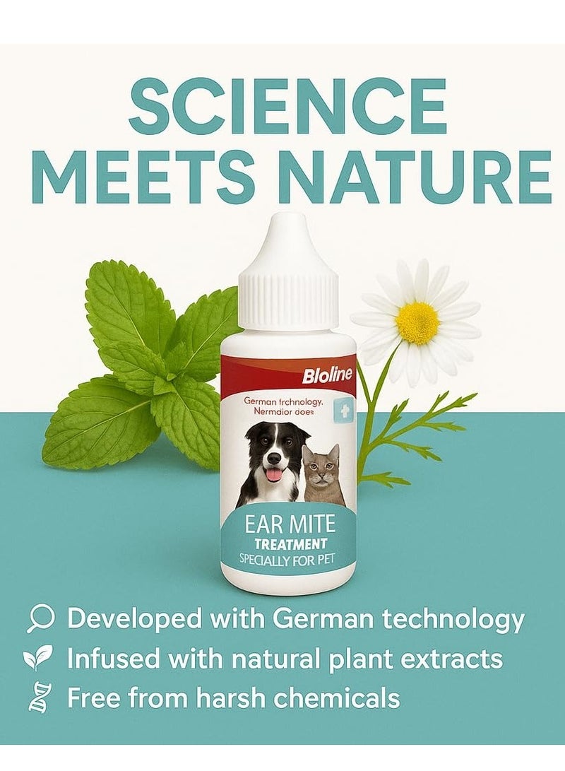 Bioline Ear Mite Treatment for Dogs & Cats | 30ml Pet Ear Cleaner Solution | Anti-Itch, Mite Removal Drops | Safe, Natural Formula | Vet-Recommended Pet Ear Hygiene Care for All Breeds - Image 3