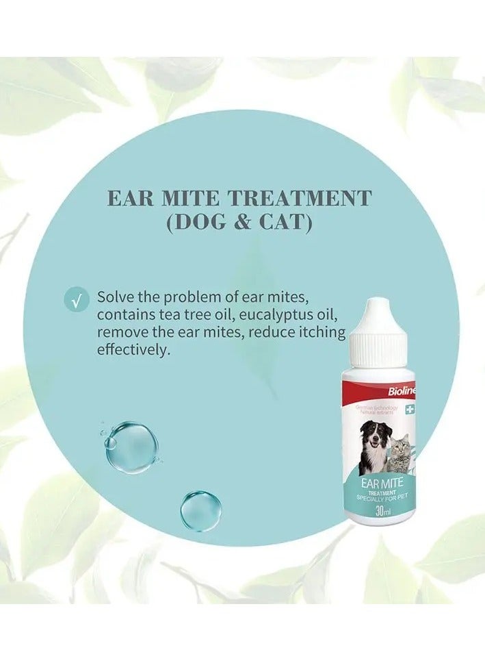 Bioline Ear Mite Treatment for Dogs & Cats | 30ml Pet Ear Cleaner Solution | Anti-Itch, Mite Removal Drops | Safe, Natural Formula | Vet-Recommended Pet Ear Hygiene Care for All Breeds - Image 2