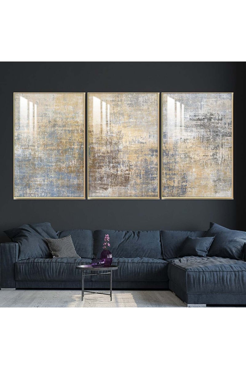 Marktna Three wooden wall painting with a frame and a clear acrylic layer - Image 1