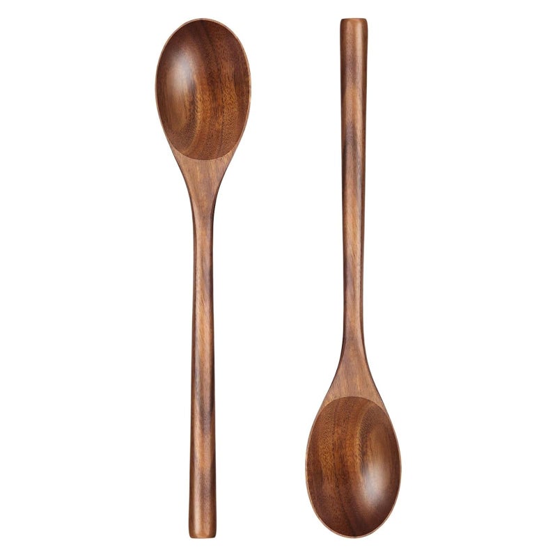 HANSGO 2PCS ملاعق طهي خشبية كبيرة 12 بوصة أدوات مطبخ خشبية للطهي والتقديم والخلط