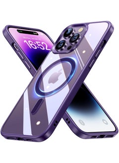 Case Magnetic Crystal Clear for iPhone 13 Pro Case Magsafe [Not Yellowing] [Military Protection] [No.1 Strong Magnets] Slim Phone Case Thin Cover - Deep Purple