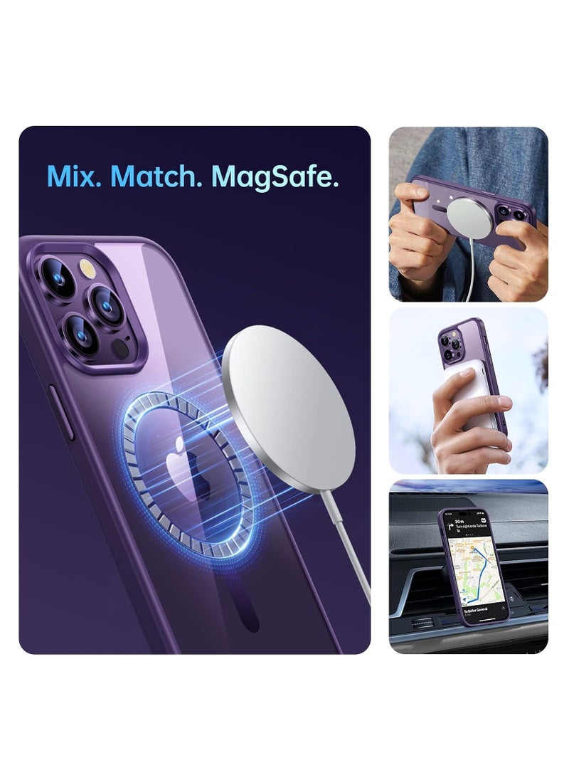 Generic - Case Magnetic Crystal Clear for iPhone 13 Pro Case Magsafe [Not Yellowing] [Military Protection] [No.1 Strong Magnets] Slim Phone Case Thin Cover - Deep Purple - Image 1