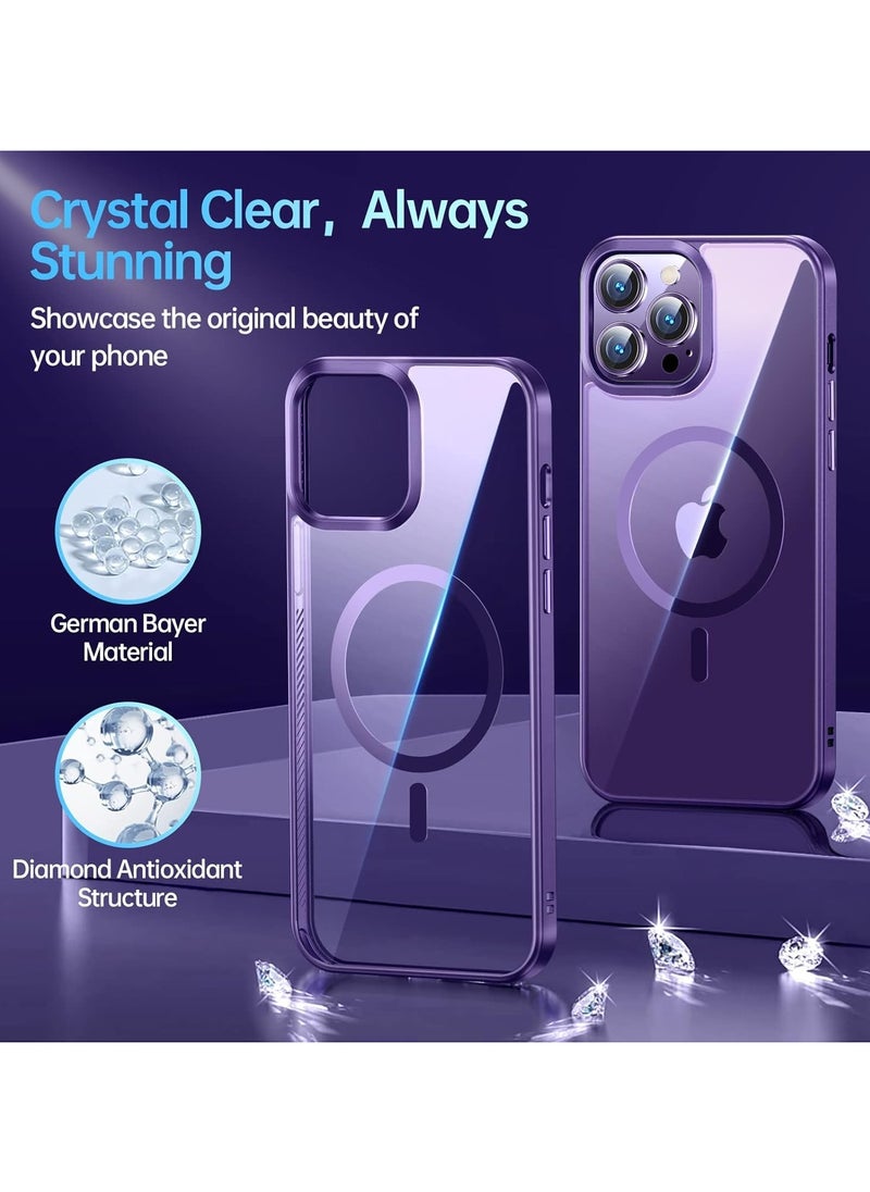 Generic - Case Magnetic Crystal Clear for iPhone 13 Pro Case Magsafe [Not Yellowing] [Military Protection] [No.1 Strong Magnets] Slim Phone Case Thin Cover - Deep Purple - Image 1