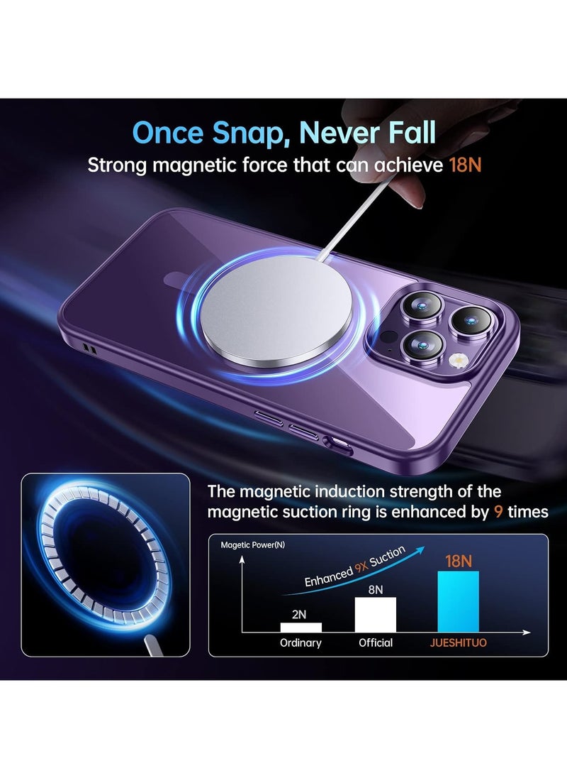 Generic - Case Magnetic Crystal Clear for iPhone 13 Pro Case Magsafe [Not Yellowing] [Military Protection] [No.1 Strong Magnets] Slim Phone Case Thin Cover - Deep Purple - Image 1