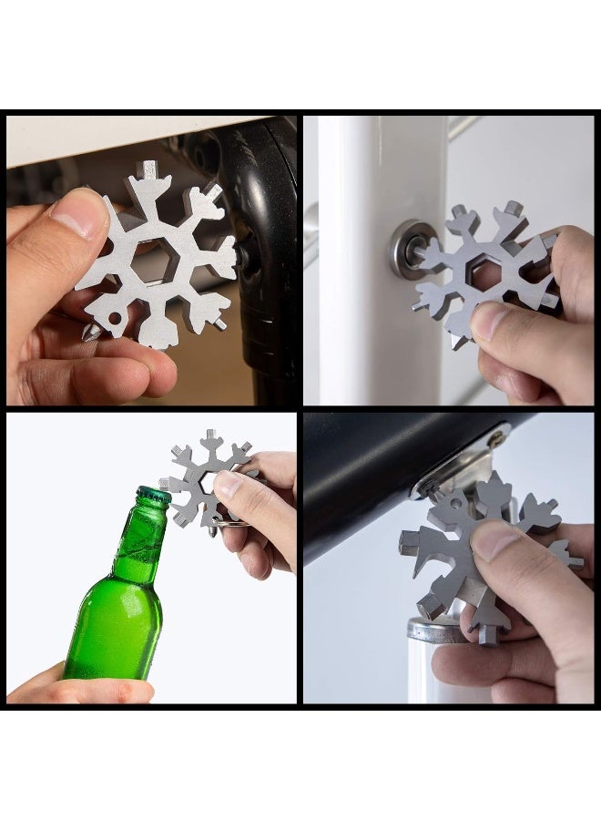 Tbrand Snowflake Multitool, Stainless Steel Snowflake Tool Multi, Portable Snowflake Tool Bottle Opener, Flat Phillips Screwdriver Kit all in one, gift for Christmas (Graceful Black)  - Image 3