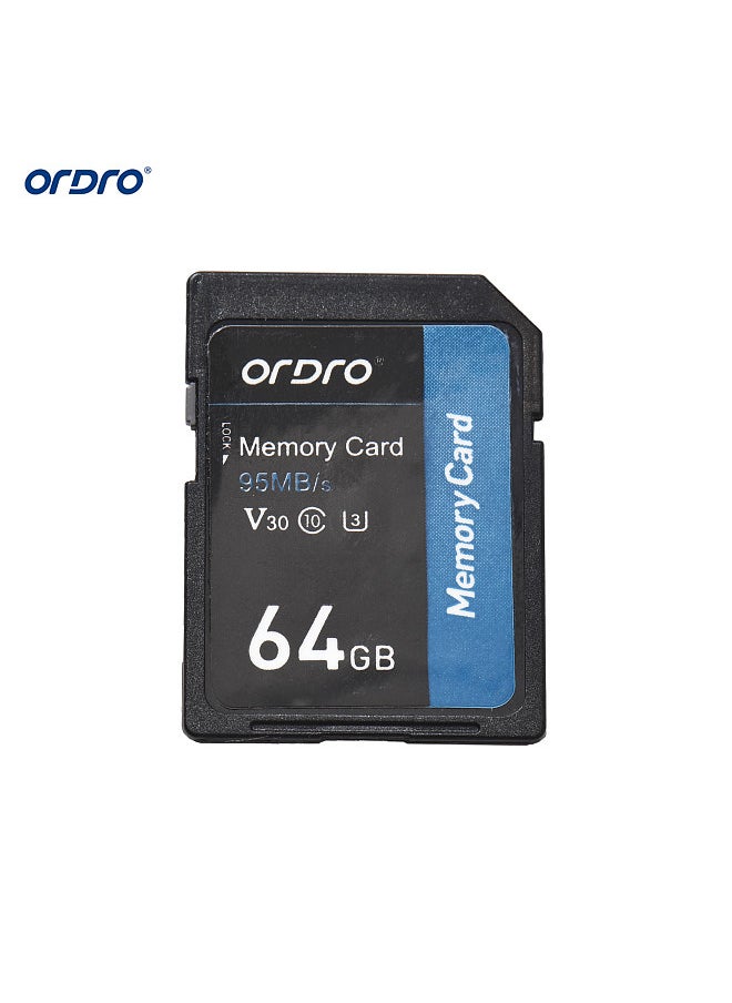 ORDRO - ORDRO 64GB Memory Card V30 Class 10 SD Card 95MB/s High Speed for Digital Video Cameras Camcorders - Image 1