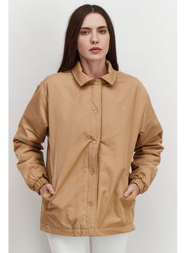 Women Sportswear Fit Long Sleeve Classic Coach Jacket, Tan