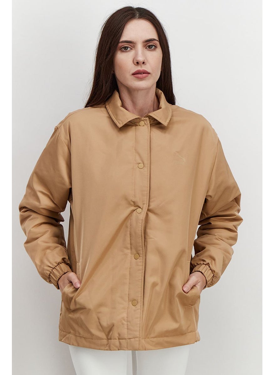 PUMA - Women Sportswear Fit Long Sleeve Classic Coach Jacket, Tan - Image 1