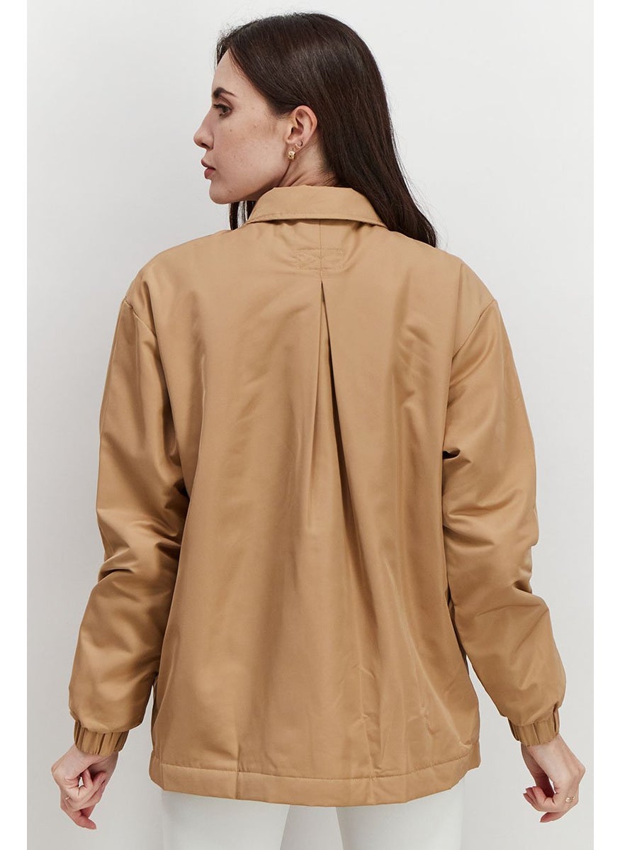 PUMA - Women Sportswear Fit Long Sleeve Classic Coach Jacket, Tan - Image 1