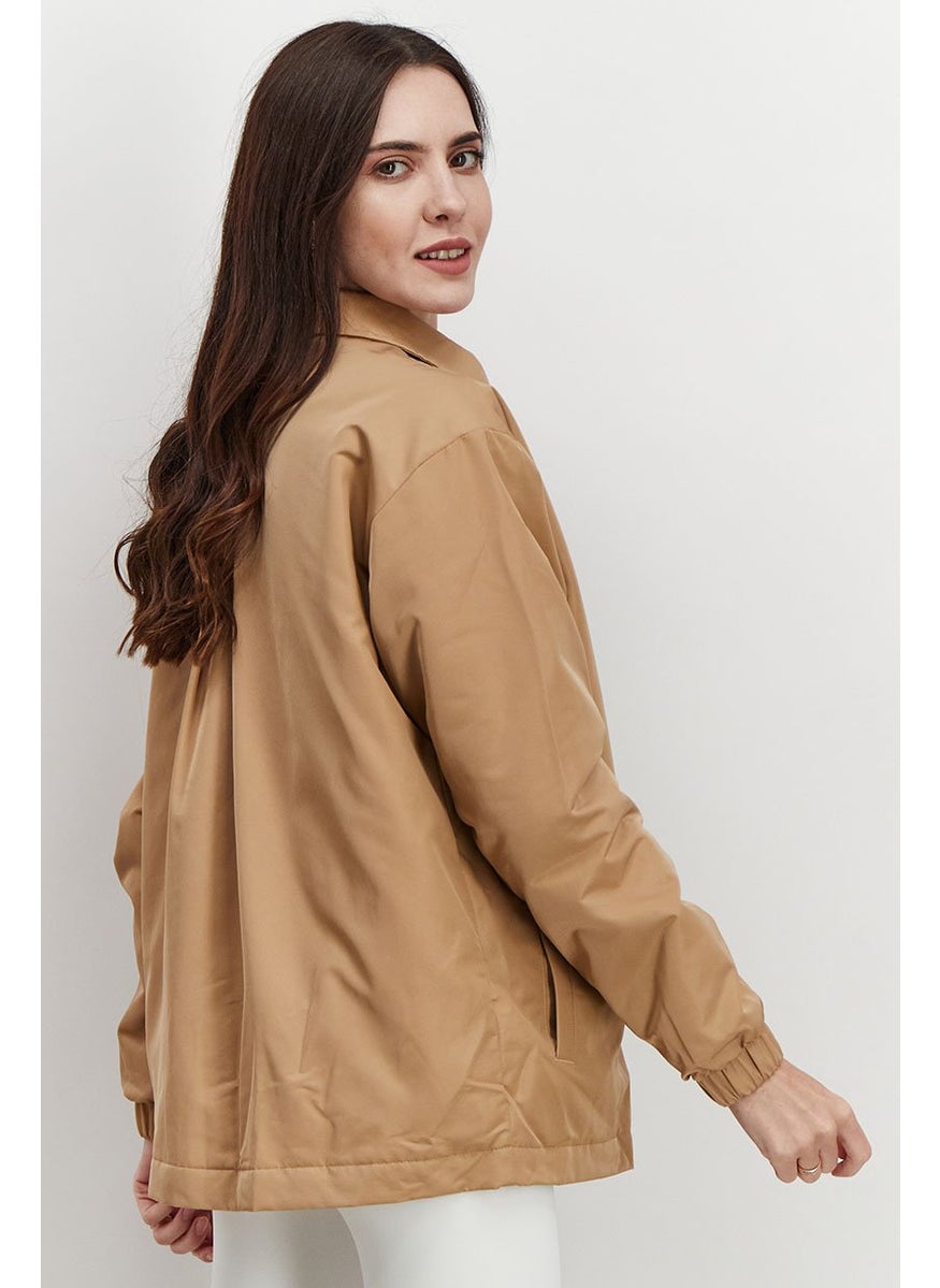 PUMA - Women Sportswear Fit Long Sleeve Classic Coach Jacket, Tan - Image 1