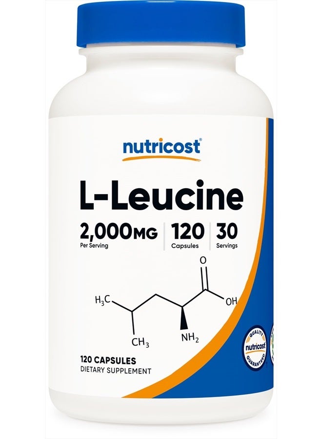 Nutricost L-Leucine 2,000mg, 120 Vegetarian Capsules, Non-GMO, Gluten Free, 30 Servings - Image 1