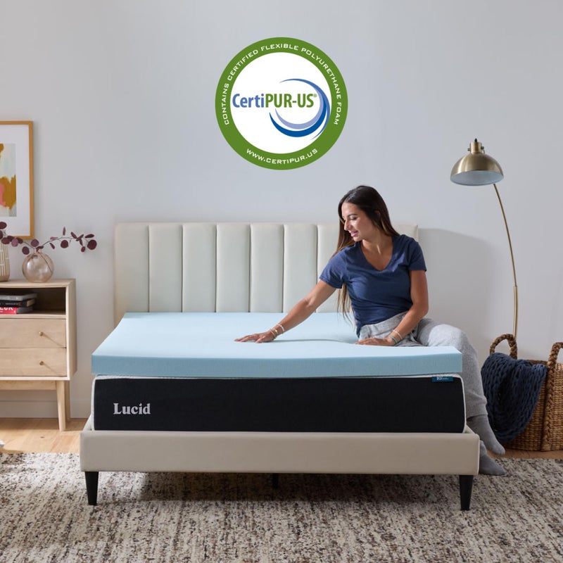 Lucid 3 Inch Memory Foam Mattress Topper, Queen Size â€“ Cooling Gel Bed Topper â€“ Preassure-Relieving Deep Plush Feel â€“ Ventilated Breathable Design â€“ CertiPur Certified - Dorm Room Essentials - Image 4
