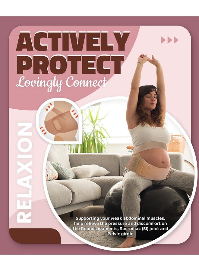 Adjustable 3-in-1 Pregnancy Support Belt Breathable Belly Support Brace, Lightweight Abdominal Binder Large - Image 5