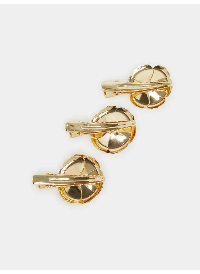 ستايلي Styli Set of 3 - Faux Pearl Accent Floral Hair Clip