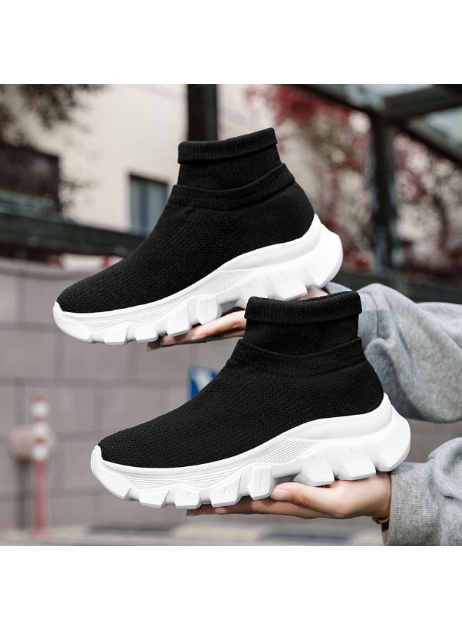 NIBEMINENT أحذية رياضية نسائية برباط عالٍ مريحة منصة زيادة الطول أحذية كاجوال مقاس 35-45 - Image 1