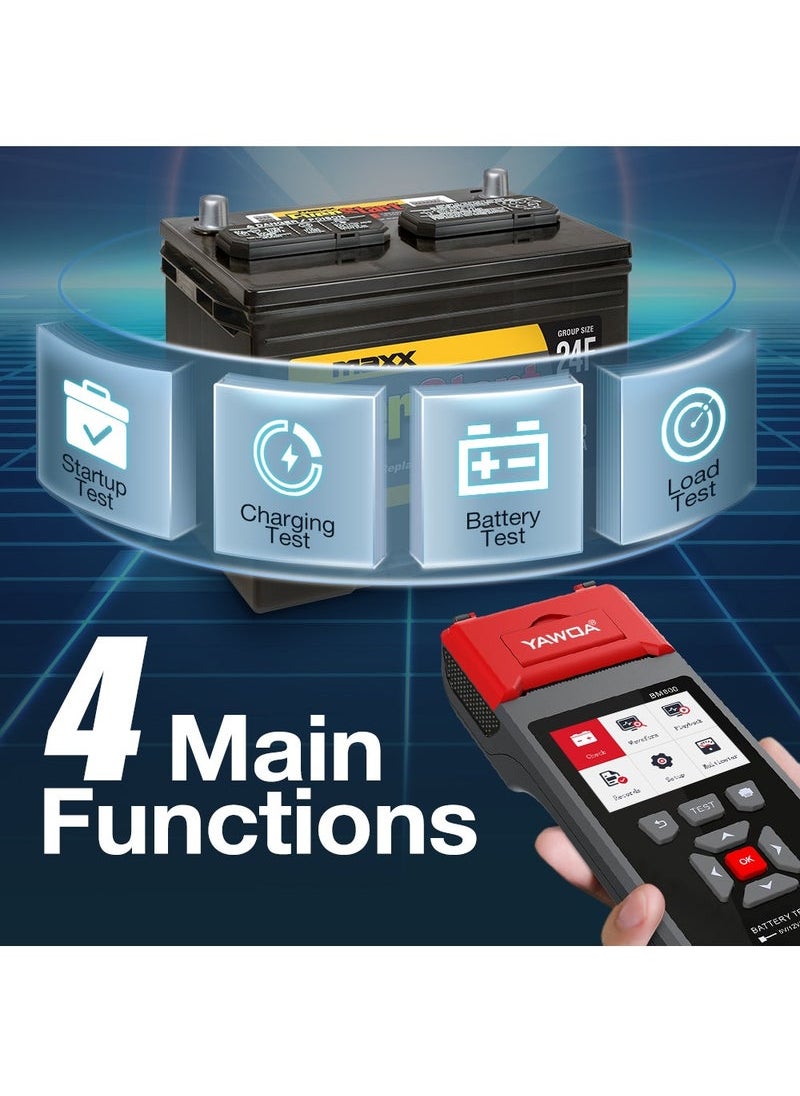 YAWOA BM800 Car Battery Tester with Printer, 6V/12V/24V Battery Analyzer Cranking Test & Charging Test & Max Load Test PK BT760  - Image 4