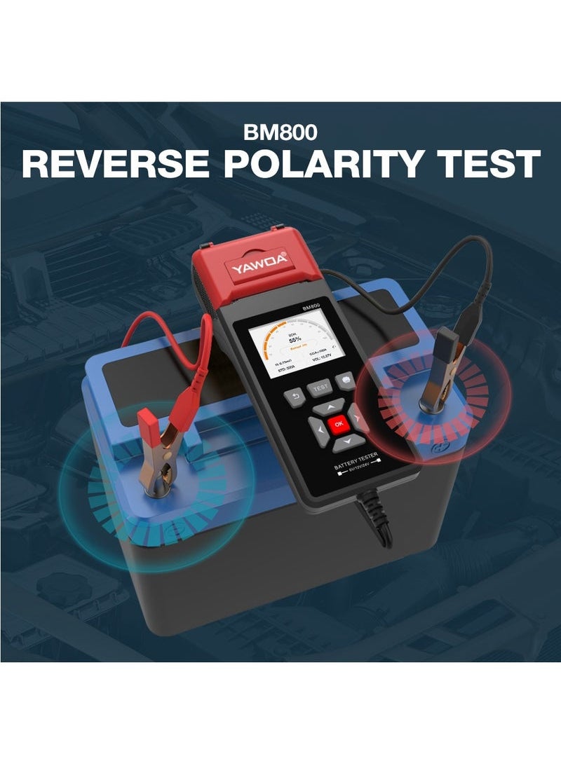 YAWOA - BM800 Car Battery Tester with Printer, 6V/12V/24V Battery Analyzer Cranking Test & Charging Test & Max Load Test PK BT760 - Image 1