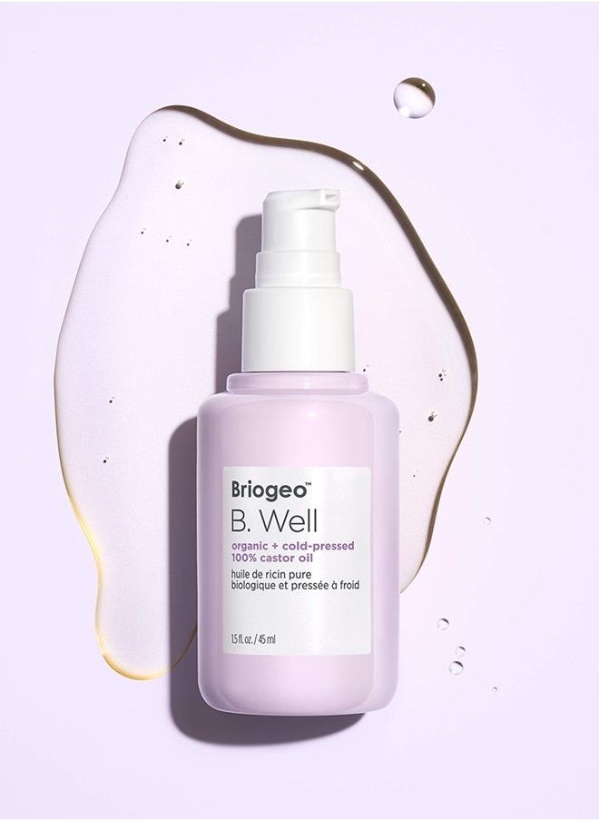 Briogeo - B. Well Organic + Cold-Pressed 100% Castor Oil | Healthy Hair, Eyelashes, Eyebrows and Hydrated, Glowing Skin | Vegan, Phalate & Paraben-Free | 1.5 Ounce - Image 1
