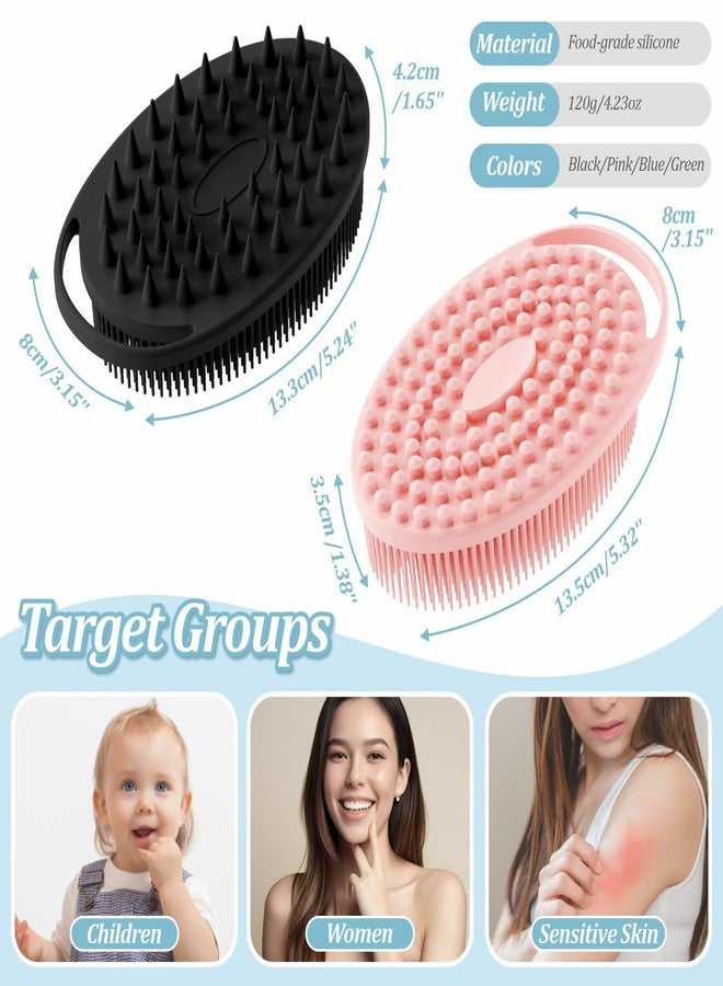 GEENOA Soft Silicone Body Scrubber Set, 2PCS Dual-Side Silicone Loofah for Gentle Exfoliating and Scalp Massaging, Hygienic Shower Scrubber Shampoo Brush for Kids, Women, Sensitive Skin(Black+Pink) - Image 2