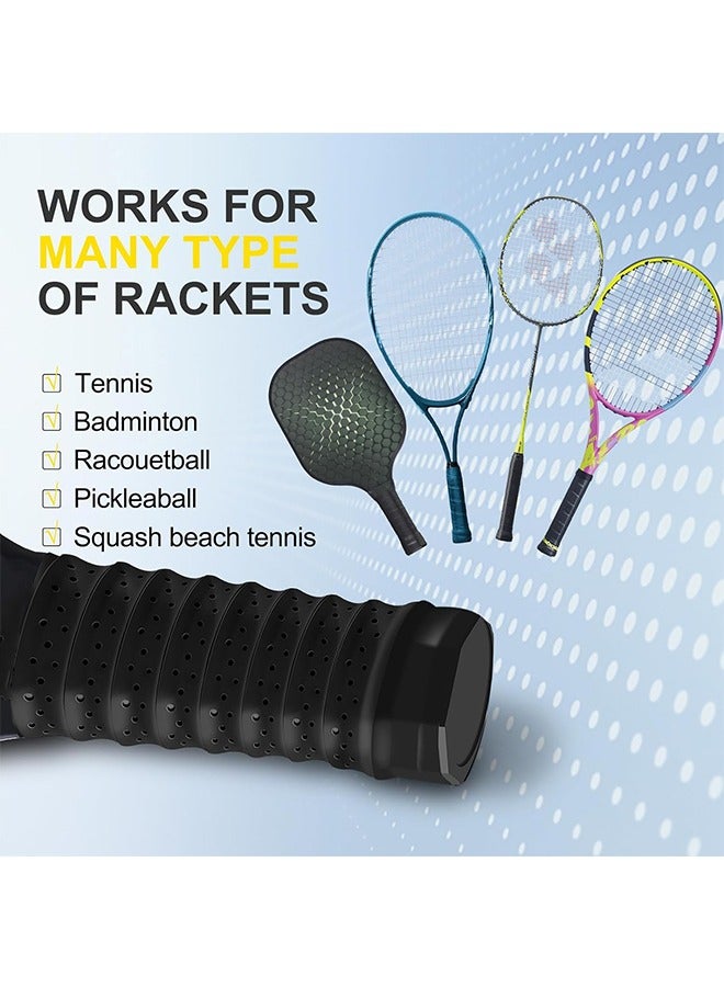 Generic 12Pcs Racket Grip Tape, Anti-Slip Perforated Sweat quick-dry Grip Tape with Ridges for Pickleball Tennis Badminton Racouetball Racket, 43 x 0.03 x 1inch, Black - Image 2