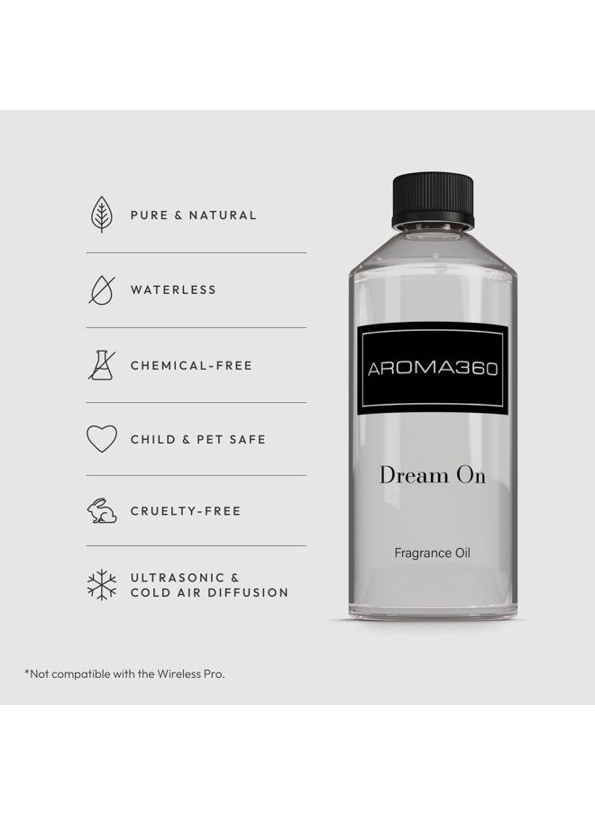 AROMA360 Dream On Fragrance Oil Blend - 500ML - Scented Aromatherapy Diffuser Oil with Serene White Tea, Healing Aloe Vera, and Warm Earthy Cedar  - Image 2