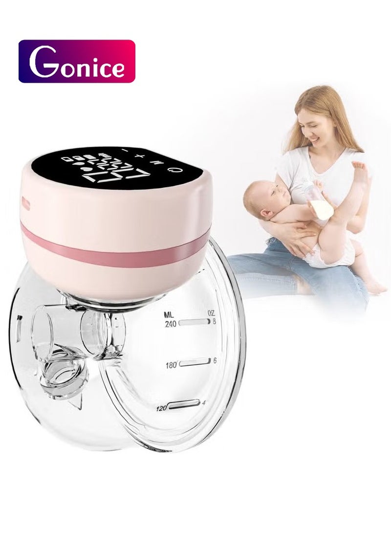 Hands Free Cordless Electric Breast Pump, Painless Memory Function, 24mm, Pink 