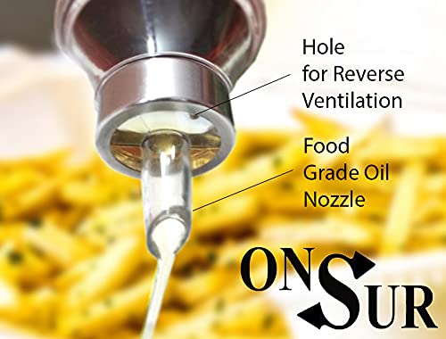ONSUR Oil Dispenser 500ML Bottle Stainless Steel Container Plastic Transparent Spout for Easy Oil Pour Easy to Clean Best Item for Food Making in Kitchen Hotels Restaurants Etc 1Pc Silver - Image 3
