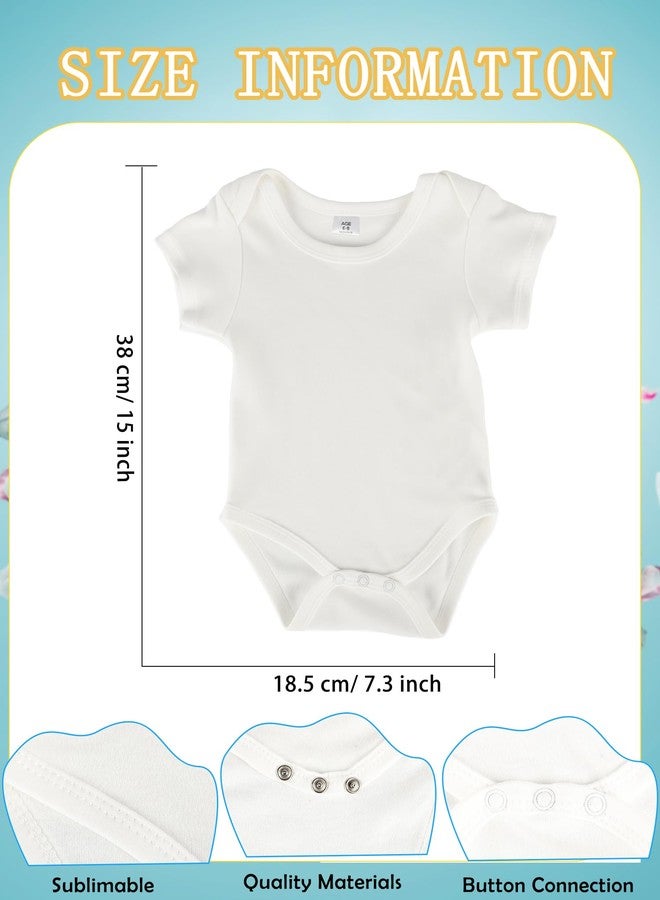 Skyebed 6 Pcs Sublimation Baby Bodysuit Short Sleeve White Shirt Blank baby Romper Polyester Cotton for Boys Girls Baby (White, 3-6 months) - Image 2
