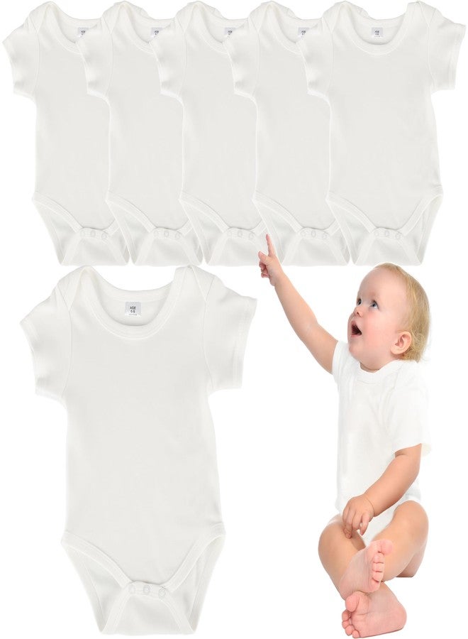 Skyebed 6 Pcs Sublimation Baby Bodysuit Short Sleeve White Shirt Blank baby Romper Polyester Cotton for Boys Girls Baby (White, 3-6 months) - Image 1