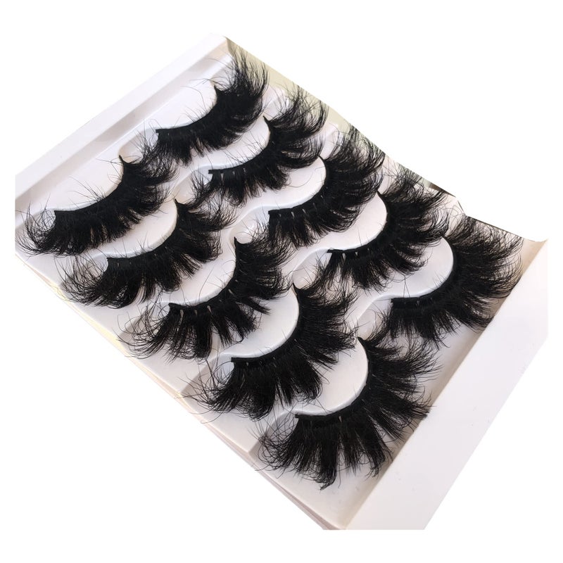 Gmagictobo False Eyelashes 25MM Lashes Dramatic Faux 3D Mink Lashes Pack Long Thick Volume Criss-Crossed Soft False Lashes 5 Pairs Multipack - Image 3
