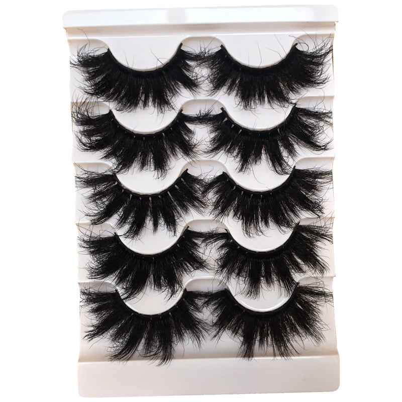 Gmagictobo False Eyelashes 25MM Lashes Dramatic Faux 3D Mink Lashes Pack Long Thick Volume Criss-Crossed Soft False Lashes 5 Pairs Multipack - Image 1