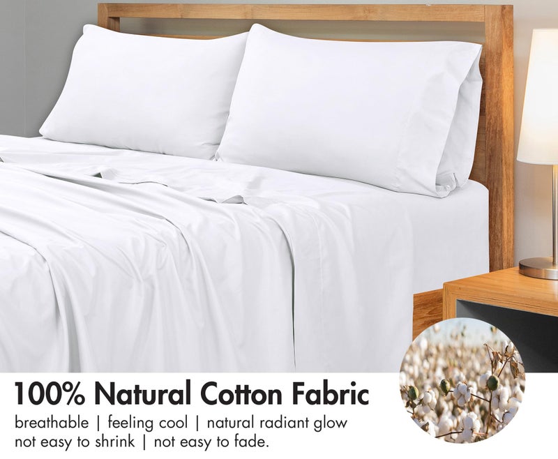 Royale Linens 300 Thread Count 100% Long Staple Combed Cotton Flat Sheet - Super Soft - Top Sheets - Queen Flat Sheet Sold Separately - Breathable, Cool & Crisp Percale Sheets Only (Queen, White) - Image 3
