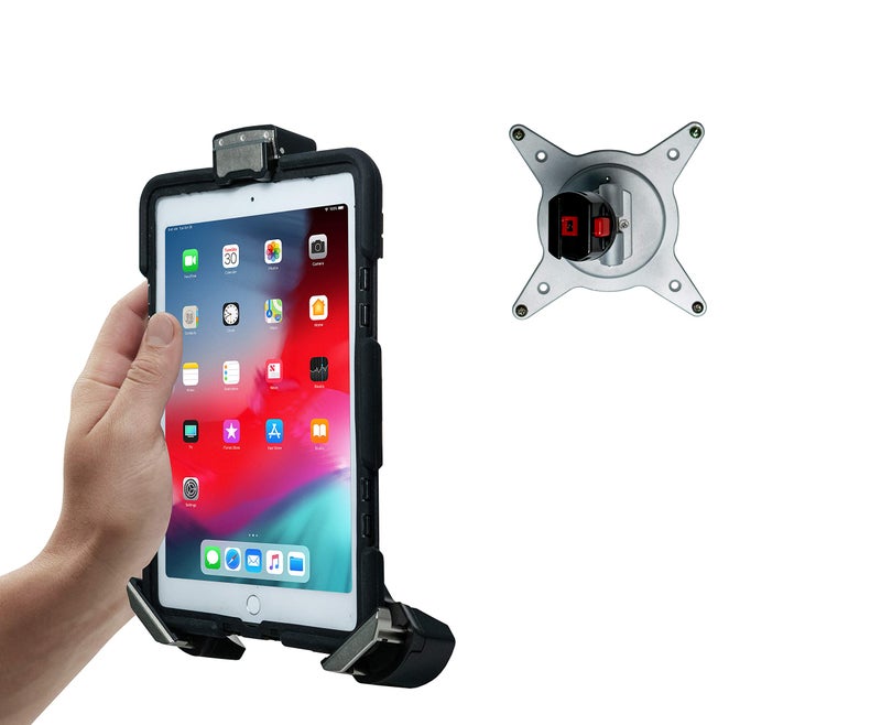 CTA Digital Tablet Grip Tri-Grip Security Clasp with Quick-Connect Vesa Mount for 7-13" Tablets/iPad 10.2" (7th/ 8th/ 9th Gen.), 12.9" iPad Pro, iPad mini, iPad Gen. 6, Galaxy Tab S4 10.5” & More - Image 2